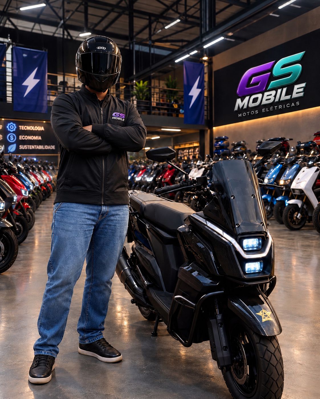 Showroom GS Mobile com motos elétricas